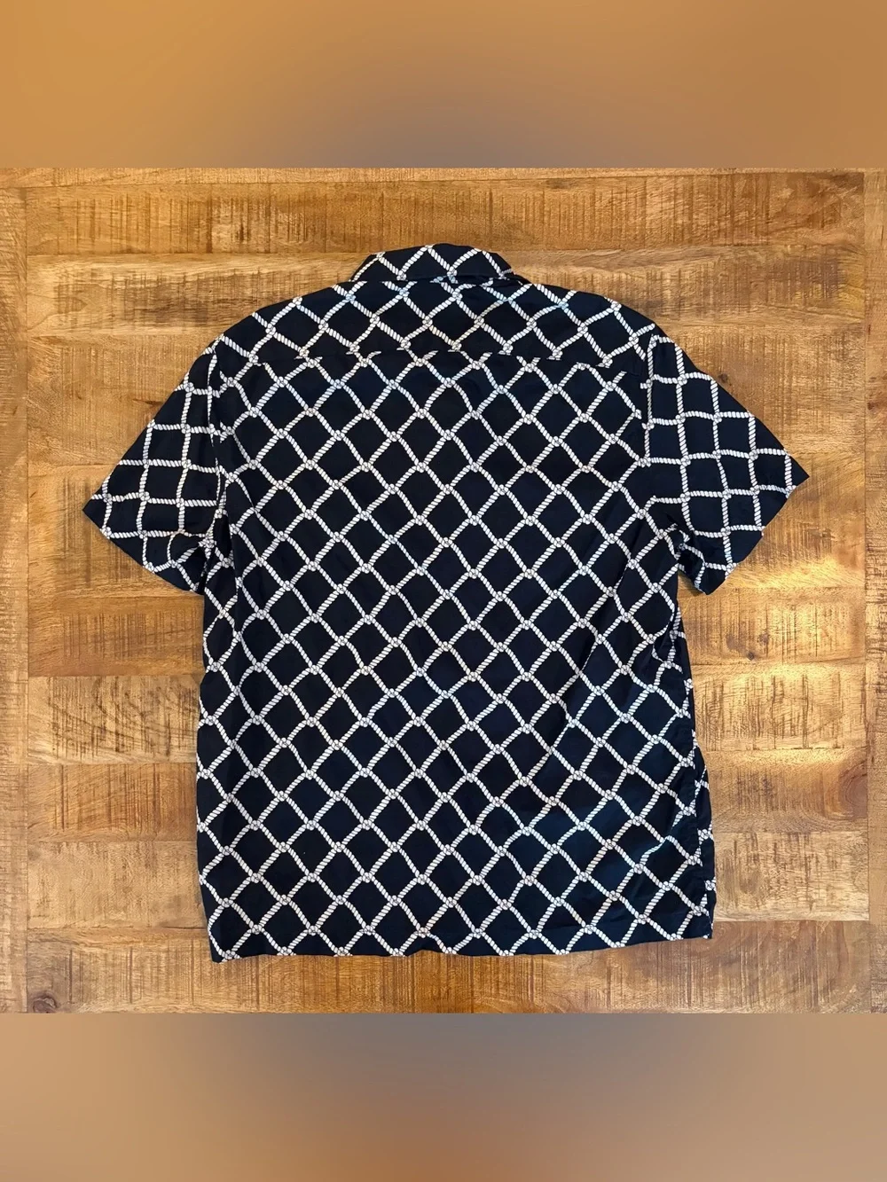 J. Crew Slub Cotton Camp Collar Button Up Shirt Mesh Rope Navy